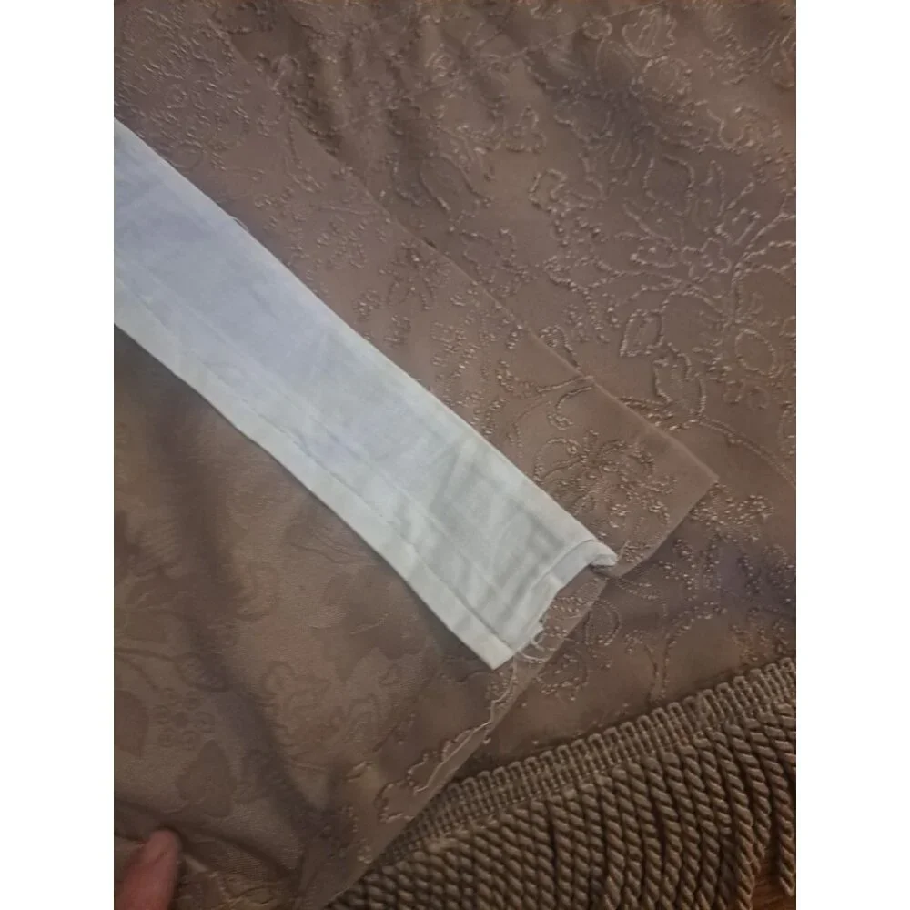 Brown Damask Curtain Valance With Fringe Floral Long Cottage Elegant 89x16